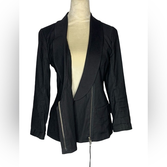 Tracy Reese Linen Blend Women's Black Blazer - Picture 2 of 5